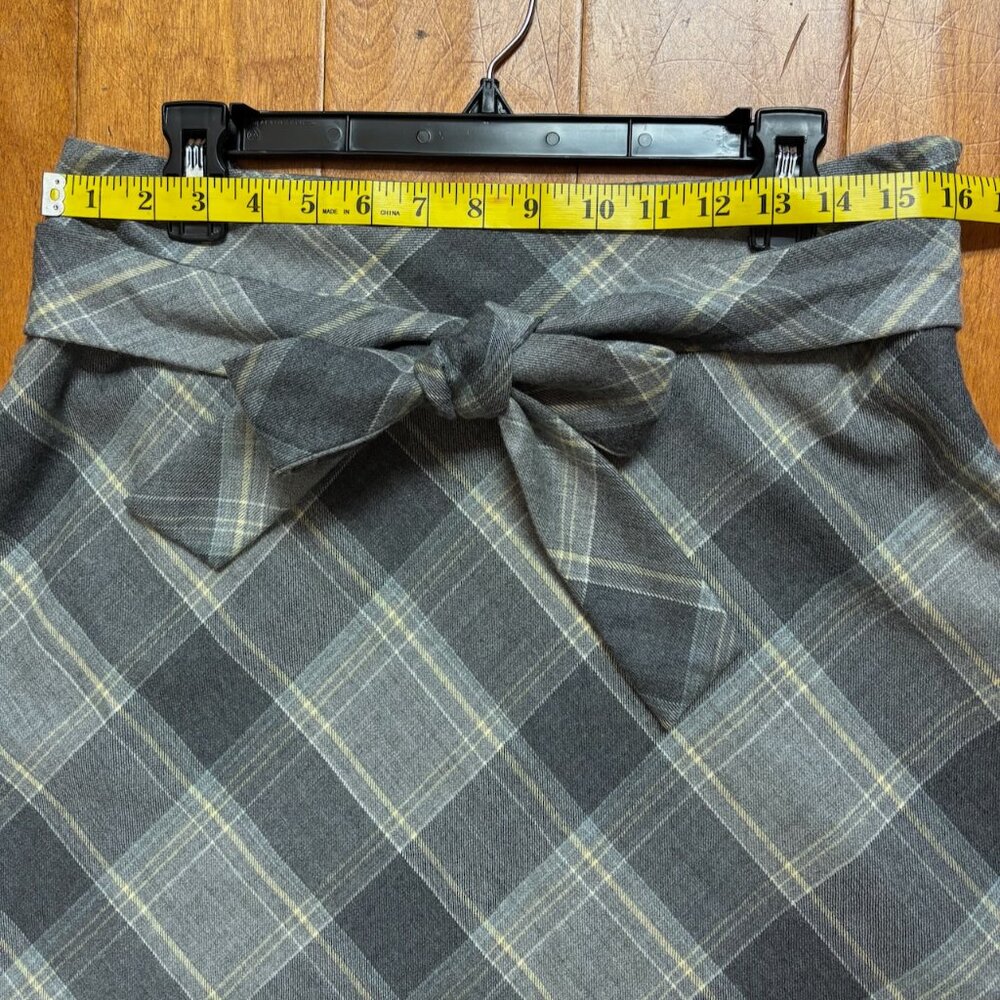 Pendleton Gray Plaid A-Line Skirt with Waist Tie - Picture 11 of 12
